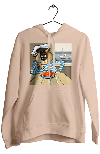 Чоловіче худі з принтом "Кот Моряк, На Кораблі Їсть Червону Ікру". Ікра, кіт, корабель, моряк. 2070702