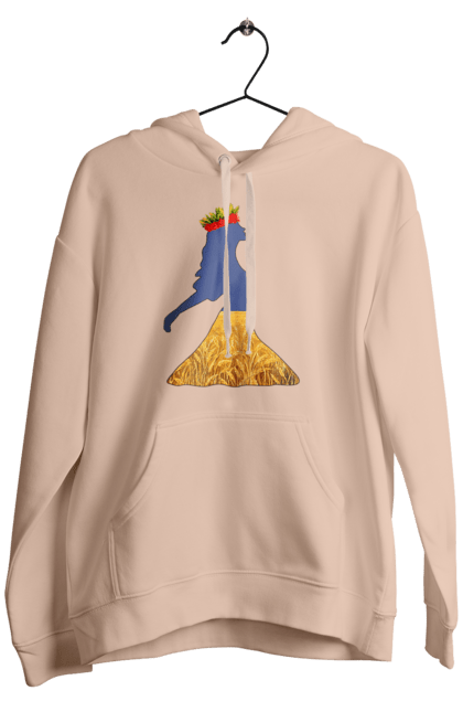 Чоловіче худі з принтом "Україна". Вінок, дівчина, дівчинка, жовтий синій, жовто-блакитне, маки, національні кольори, небо, пшеничне поле. 2070702