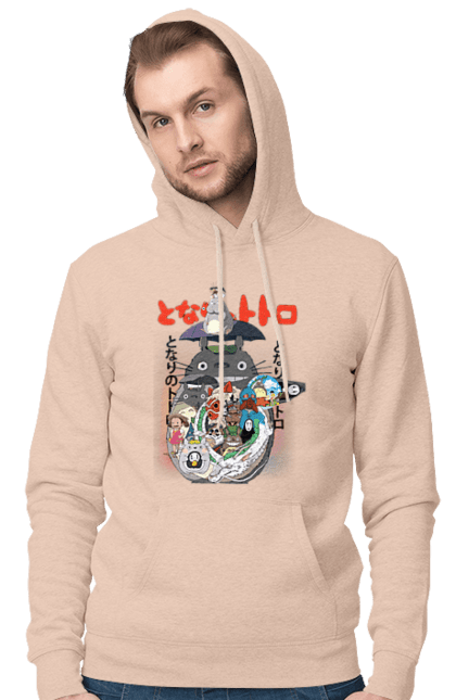 Men's hoodie with prints Totoro. Adventures, anime, comedy drama, fantasy, film, my neighbor totoro, tv series. 2070702