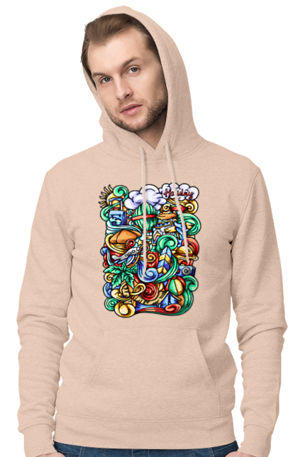 Чоловіче худі з принтом "Канікули відпочинок арт". Відпочинок, канікули, літо, море, пляж, подорож. 2070702