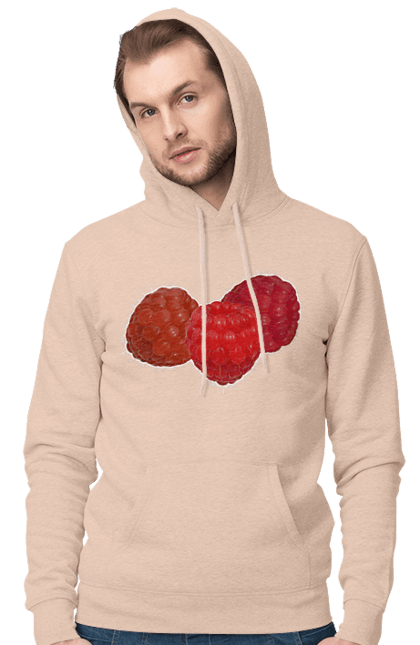 Чоловіче худі з принтом "Малина". Веган, вегетаріанець, делікатес, дієта, їжа, літо, малина, плід, смачно, стигла, червона, ягода. 2070702
