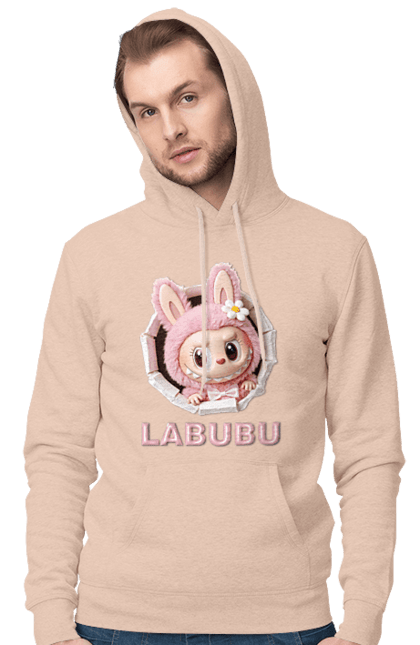 Чоловіче худі з принтом "Лабубу". Іграшка лабубу, лабубу, лабубу кока кола, мерч лабубу, мила, рожева лабубу, смішна лабубу. 2070702