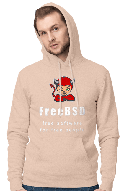 Чоловіче худі з принтом "Freebsd Для Вільних". Bsd, freebsd, unix, адміністратор, айті, айтішник, безкоштовна, безкоштовно, бестія, білий, вільна, демон, демонесса, доступність, незалежність, операційна система, ос, програміст, програмне забезпечення, свобода, сисадмін, система, системний адміністратор, софт, текст, червоний. 2070702