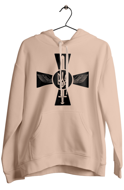 Men`s hoodie with prints Ukraine coat of arms. Coat of arms, sword, ukraine, wings. 2070702