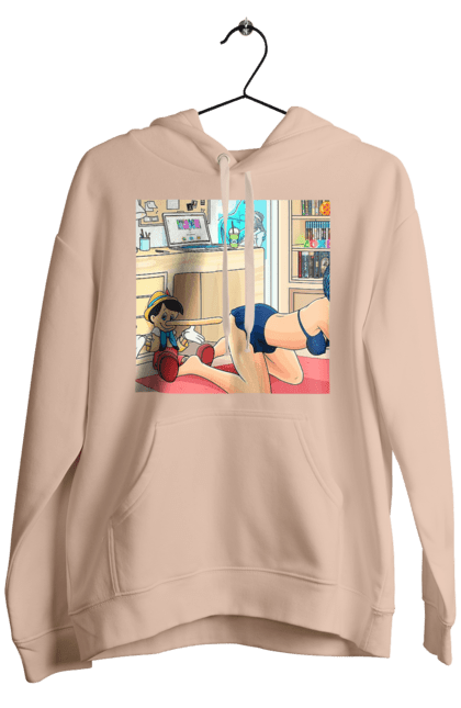 Чоловіче худі з принтом "Буратіно У Дорослій Казці". Бетмен, буратіно, гола, поцілунок, прикол. 2070702