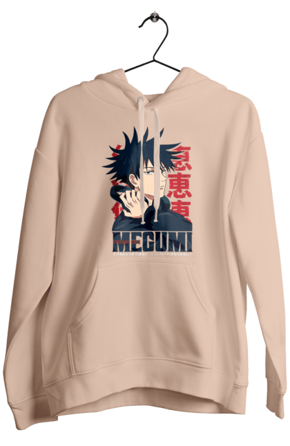 Men's hoodie with prints Jujutsu Kaisen Megumi. Anime, dark fantasy, fushiguro, fushiguro megumi, jujutsu kaisen, magic battle, manga, megumi, mystic. 2070702