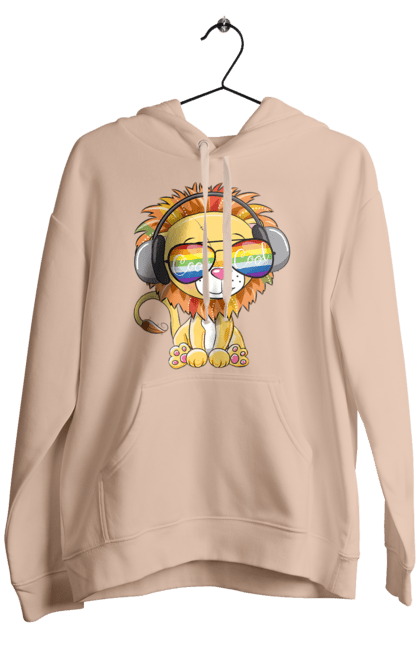 Чоловіче худі з принтом "Левеня В Окулярах І Навушниках". Лев, левеня, навушники, окуляри. 2070702