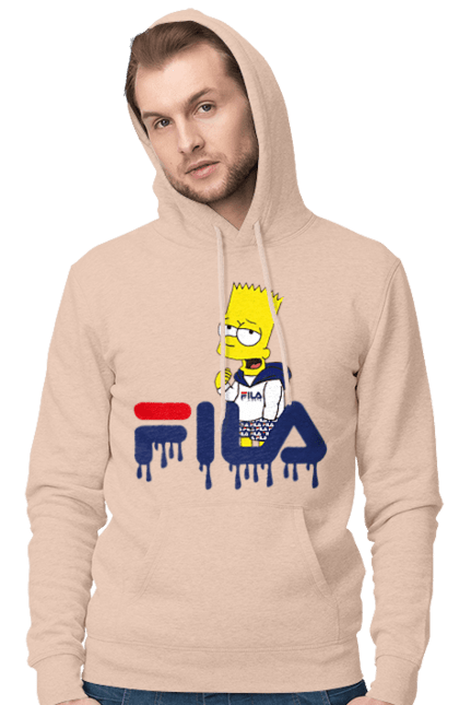 Мужское худи с принтом Барт FILA. Bart, simpsons, барт, мультфильм, симпсоны, спорт, спортивная одежда. 2070702