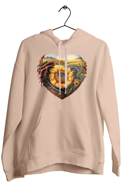 Чоловіче худі з принтом "Символи України". Небо, поле, пшениця, символи україни, соняшник, україна. 2070702