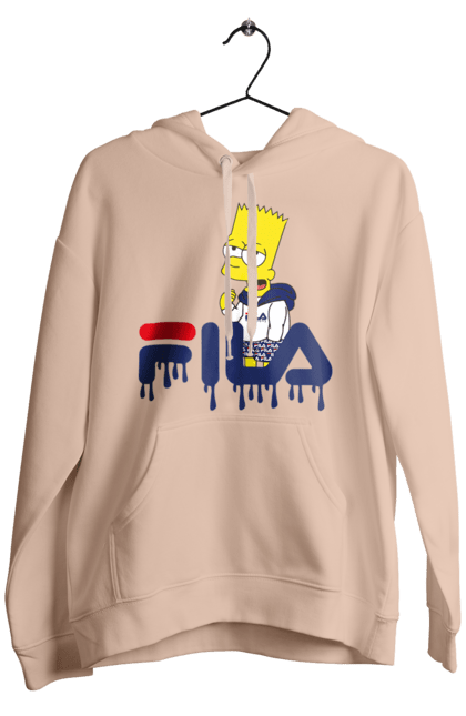 Мужское худи с принтом Барт FILA. Bart, simpsons, барт, мультфильм, симпсоны, спорт, спортивная одежда. 2070702