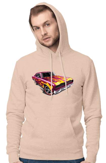 Чоловіче худі з принтом "Машина вогонь". Їзда, машина, швидкість. 2070702