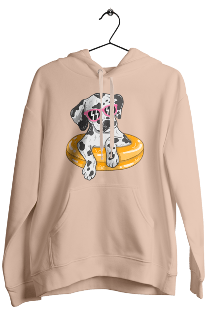 Чоловіче худі з принтом "Далматинець Плаває У Колі". Далматинець, окуляри, плавати, собака. 2070702