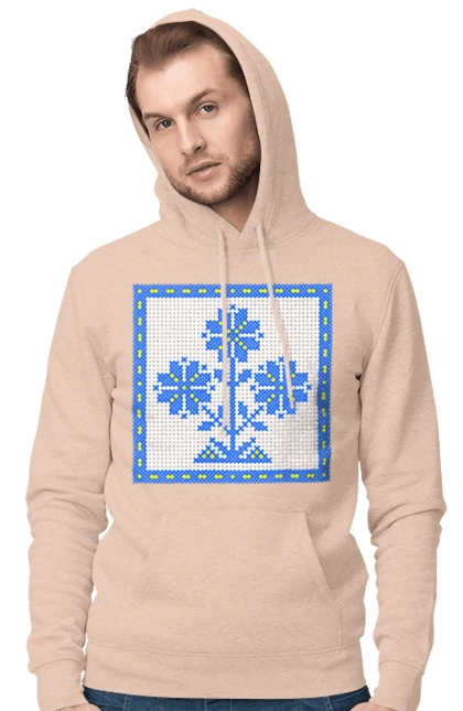 Yellow blue embroidery flowers