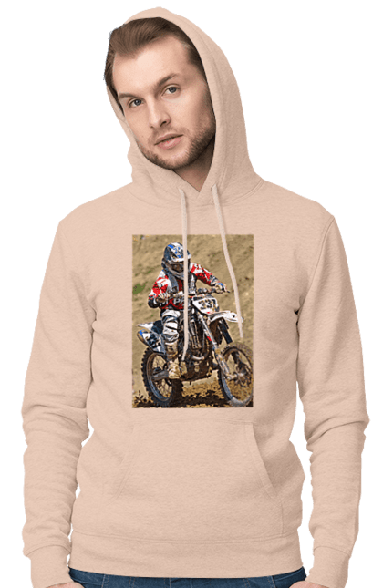 Men`s hoodie with prints MOTOR RACER. Athlete, moto, motor racer, motorbike, sport. 2070702