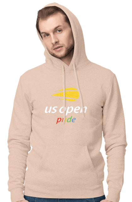 Men`s hoodie with prints US Open pride tennis tournament. American championship, ball, hard, new york, open championship, players, prize fund, racket, sponsor, tennis. 2070702