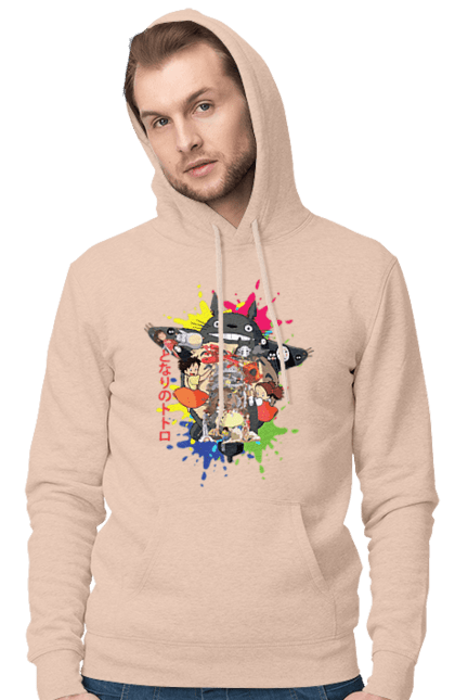 Men's hoodie with prints Totoro. Adventures, anime, comedy drama, fantasy, film, my neighbor totoro, tv series. 2070702