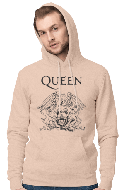 Men's hoodie with prints Queen. Glam rock, group, hard rock, music, pop rock, queen, queen, rock. 2070702