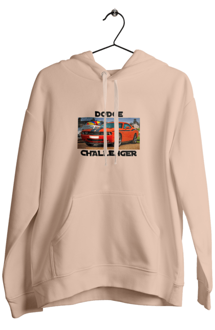 Men`s hoodie with prints Dodge challenger. Auto, car, classic car, cult car, dodge challenger, oil car, powerful car. 2070702