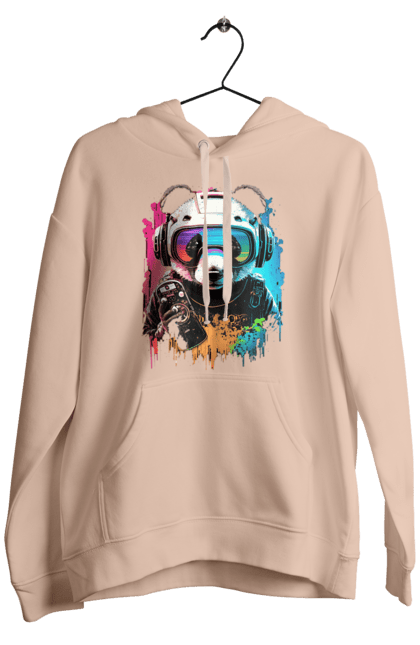 Men`s hoodie with prints Panda in VR Helmet. Character, geek, helmet, panda, virtual reality. 2070702