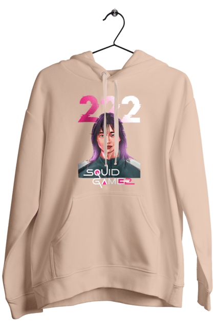 Men`s hoodie with prints Squid Game Kim Jun hee. 222, kim chun hee, kim jun hee, kim jun-hee, netflix, player 222, squid game, tv series. 2070702