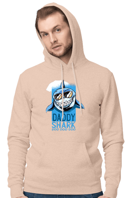 Чоловіче худі з принтом "Daddy Shark". Dad, daddy, батька, батько, батя, день, день батька, зять, коханий чоловік, мужик, папа, папулечка, подарунок, свято, улюблений, чоловік, яжбати. PrintMarket - інтернет-магазин одягу та аксесуарів з принтами плюс конструктор принтів - створи свій унікальний дизайн