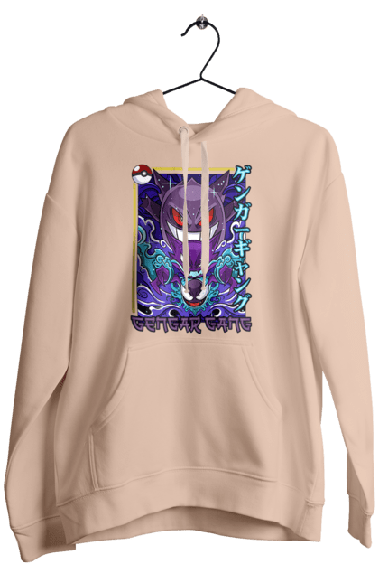 Men's hoodie with prints Pokemon Gengar. Anime, fushigibana, games, gengar, nintendo, pokemon, pokemon go. 2070702