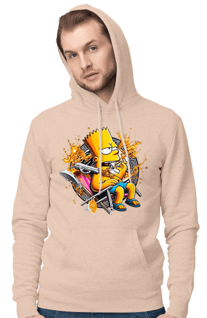 Men's hoodie with prints Bart Simpson Versace. Bart, cartoon, serial, simpson, versace. 2070702