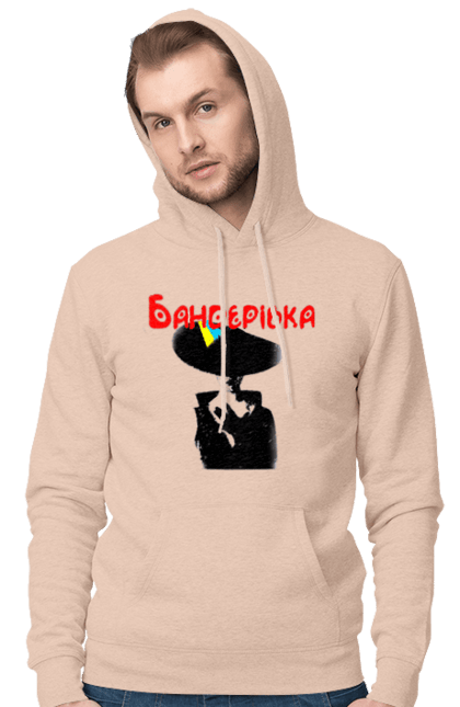 Мужское худи с принтом Бандерівка. Бандера, бандеровка, верю в зсу, военно воздушные войска, война, всу, нет войне, орки, самолёт, слава украине, украина, украинка. 2070702