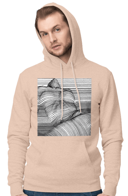 Чоловіче худі з принтом "Дівчина В Смужку". Гола, сиськи. 2070702