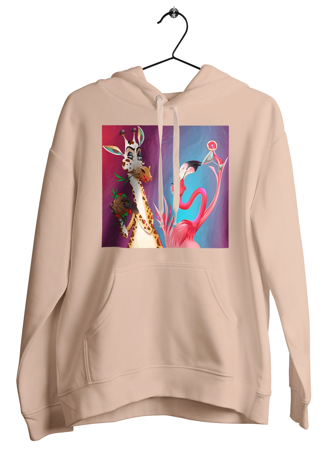 Giraffe And Flamingo At The Party