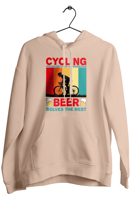 Чоловіче худі з принтом "Cycling Beer". Алкоголь, брутальні, велосипед, веселі, для спортсменів, літні, пиво, спорт, чоловічі. 2070702