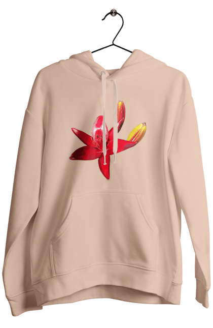 Чоловіче худі з принтом "Червона лілія". Бутон, квітка, колір, лілія, природа, сонячний, червона квітка, червона лілія, червоний, яскравий. 2070702