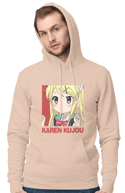 Men's hoodie with prints Kiniro Mosaic Karen Kujo. Anime, gold mosaic, karen, karen kujo, kiniro mosaic, kinmoza, manga. 2070702