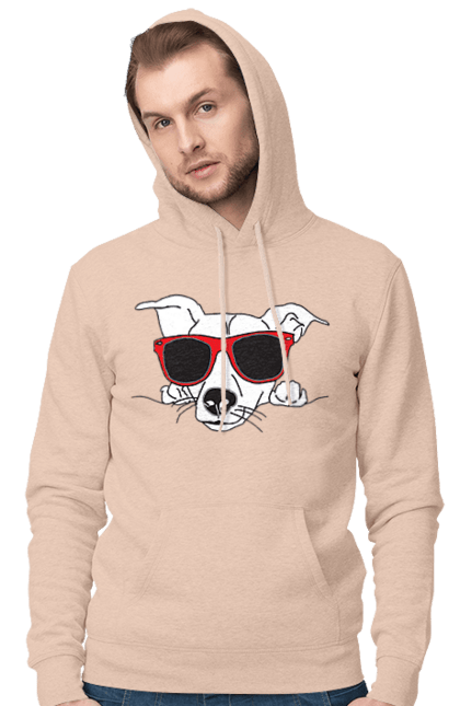 Чоловіче худі з принтом "Собака Визирає". Визирати, окуляри, собака. 2070702