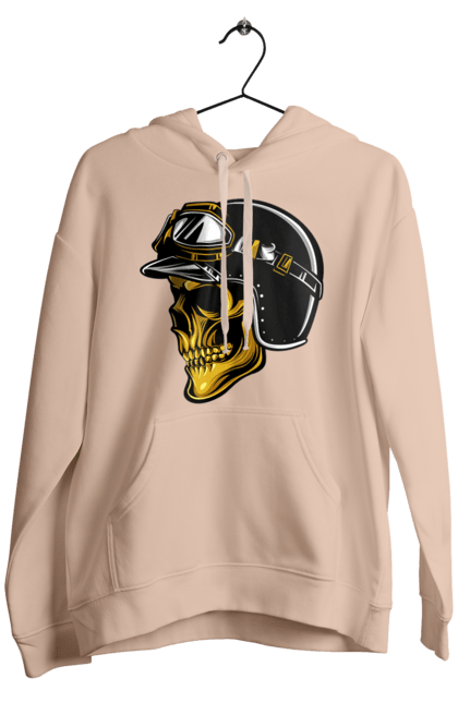 Чоловіче худі з принтом "Череп в мотошоломі". Крутий, очі, череп, шолом. 2070702