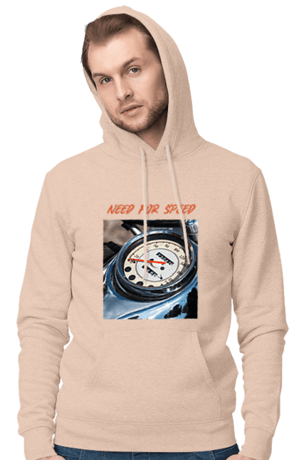 Чоловіче худі з принтом "Мото 3". Байкер, дорогая, мотоцикл, ретро, скорость, спидометр, стиль жизни. 2070702