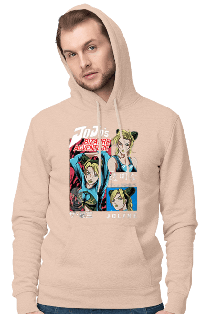 Men's hoodie with prints JOJO Jolyne Cujoh. Anime, jojo, jojo`s bizarre adventure, jojo’s bizarre adventure, jolyne cujoh, manga. 2070702