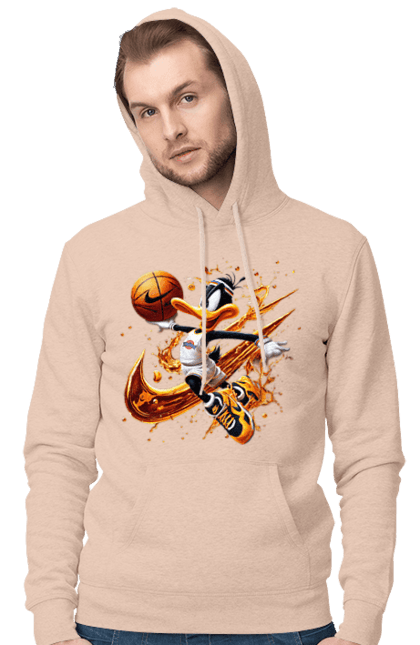 Men's hoodie with prints Daffy Duck Nike. Cartoon, character, daffy duck, duck, looney tunes, merrie melodies, nike, warner brothers. 2070702