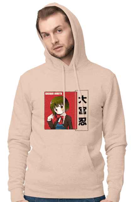 Men's hoodie with prints Kiniro Mosaic Shinobu Omiya. Anime, gold mosaic, kiniro mosaic, kinmoza, manga, shinobu, shinobu omiya. 2070702