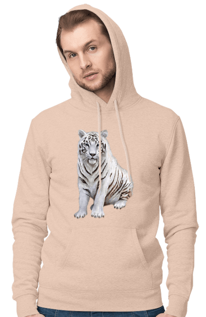 Чоловіче худі з принтом "Тигр". Білий, тварини, тигр. CustomPrint.market
