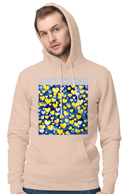 Men`s hoodie with prints I love Ukraine. Heart, i love ukraine, love, symbols of ukraine, ukraine, ukrainian symbols. 2070702