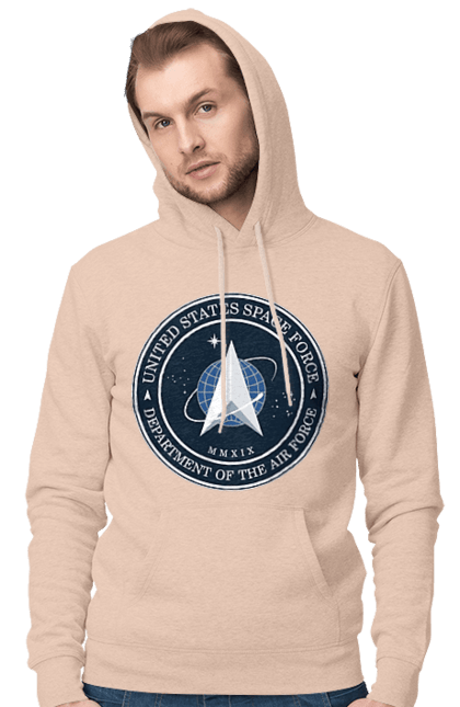 Men's hoodie with prints United States Space Force. Emblem, political, politics, space, space force, space travel, united states, ussf. 2070702