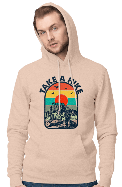 Men`s hoodie with prints Take A Walk Climber, Mountains. Climber, hike, take a walk. 2070702