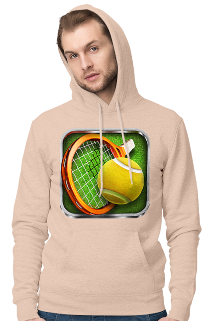 Чоловіче худі з принтом "Теніс". Великий теніс, гравці, лондон, м`яч, призовий фонд, ракетка, спонсор, турнір на ґрунті, турнір на траві, турнірна сітка. 2070702