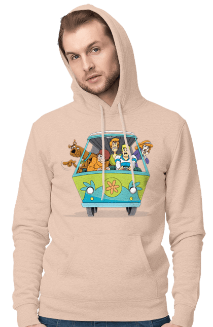 Men`s hoodie with prints Scooby Doo Machine. Car, cartoon, dog, scooby doo. 2070702