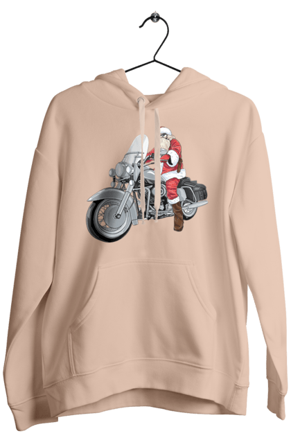 Чоловіче худі з принтом "Санта На Мотоциклі". Мотоцикл, новий рік, санта, свято. 2070702