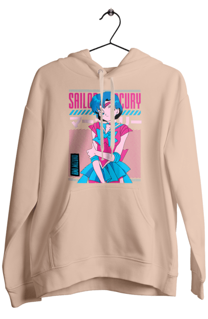 Men's hoodie with prints Sailor Moon Mercury. Ami mizuno, anime, drama, magical girl, sailor mercury, sailor moon, tv series. 2070702