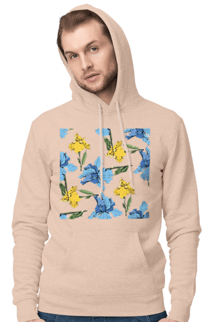 Чоловіче худі з принтом "Квіти Іриси". 8 березня, andreyanush, весна, весняний подарунок, день матері, день народження, літній подарунок, літо, подарунок дружині, подарунок коханій, подарунок мамі. 2070702