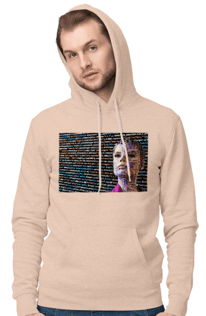 Чоловіче худі з принтом "Штучний Розум". Айті, айтішник, гик, жінка, знання, інженер, інтелект, кібер, кібернетика, кіборг, код, комп, комп`ютерник, кристал, машинне навчання, мікросхема, мозок, портрет, програміст, професіонал, професія, розробник, розум, світиться, світло, хакер, чіп, штучний інтелект, штучний розум. 2070702