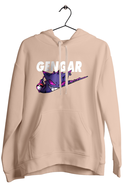 Men's hoodie with prints Pokemon Gengar. Anime, fushigibana, games, gengar, nintendo, pokemon, pokemon go. 2070702